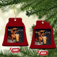 Cool Dachshund Drinking Iced Coffee Graphic Ceramic Ornament Funny Wiener Dog Night Vibes Aesthetic