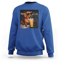 Cool Dachshund Drinking Iced Coffee Graphic Sweatshirt Funny Wiener Dog Night Vibes Aesthetic