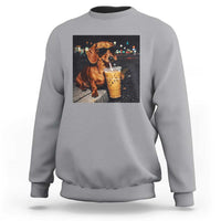 Cool Dachshund Drinking Iced Coffee Graphic Sweatshirt Funny Wiener Dog Night Vibes Aesthetic