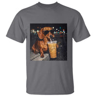 Cool Dachshund Drinking Iced Coffee Graphic T Shirt Funny Wiener Dog Night Vibes Aesthetic