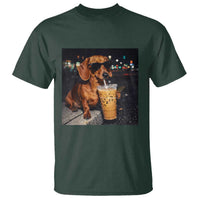 Cool Dachshund Drinking Iced Coffee Graphic T Shirt Funny Wiener Dog Night Vibes Aesthetic