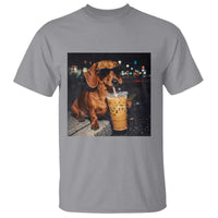 Cool Dachshund Drinking Iced Coffee Graphic T Shirt Funny Wiener Dog Night Vibes Aesthetic