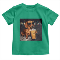 Cool Dachshund Drinking Iced Coffee Graphic Toddler T Shirt Funny Wiener Dog Night Vibes Aesthetic