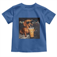 Cool Dachshund Drinking Iced Coffee Graphic Toddler T Shirt Funny Wiener Dog Night Vibes Aesthetic