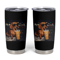 Cool Dachshund Drinking Iced Coffee Graphic Tumbler Cup Funny Wiener Dog Night Vibes Aesthetic
