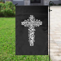 Blessed Floral Cross Christian Graphic Garden Flag Faith Inspired Minimalist Scripture