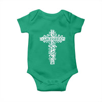 Blessed Floral Cross Christian Graphic Baby Onesie Faith Inspired Minimalist Scripture
