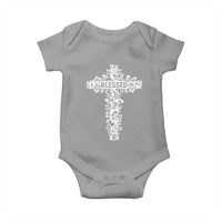 Blessed Floral Cross Christian Graphic Baby Onesie Faith Inspired Minimalist Scripture