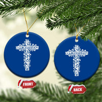Blessed Floral Cross Christian Graphic Ceramic Ornament Faith Inspired Minimalist Scripture