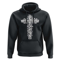 Blessed Floral Cross Christian Graphic Hoodie Faith Inspired Minimalist Scripture