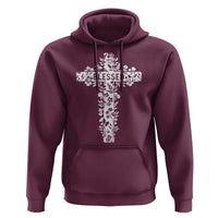 Blessed Floral Cross Christian Graphic Hoodie Faith Inspired Minimalist Scripture