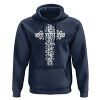 Blessed Floral Cross Christian Graphic Hoodie Faith Inspired Minimalist Scripture