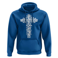 Blessed Floral Cross Christian Graphic Hoodie Faith Inspired Minimalist Scripture