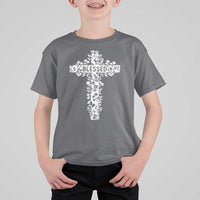 Blessed Floral Cross Christian Graphic T Shirt For Kid Faith Inspired Minimalist Scripture
