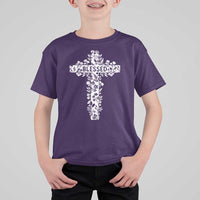 Blessed Floral Cross Christian Graphic T Shirt For Kid Faith Inspired Minimalist Scripture