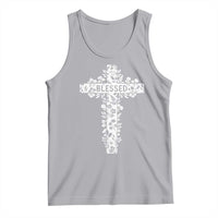 Blessed Floral Cross Christian Graphic Tank Top Faith Inspired Minimalist Scripture