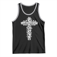 Blessed Floral Cross Christian Graphic Tank Top Faith Inspired Minimalist Scripture