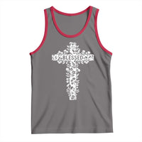 Blessed Floral Cross Christian Graphic Tank Top Faith Inspired Minimalist Scripture