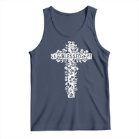 Blessed Floral Cross Christian Graphic Tank Top Faith Inspired Minimalist Scripture