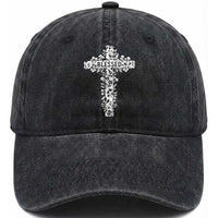 Blessed Floral Cross Christian Graphic Washed Cotton Baseball Cap Faith Inspired Minimalist Scripture