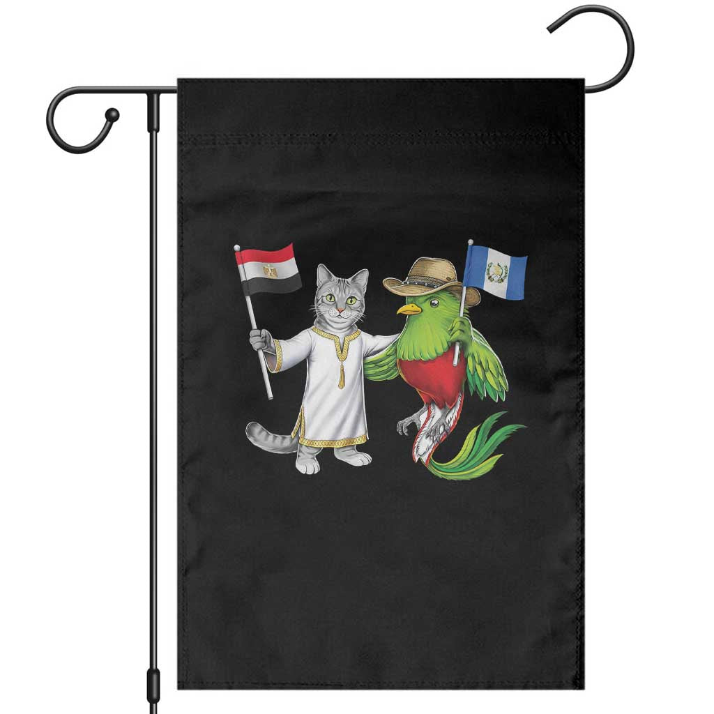 Egypt and Guatemala Friendship Heritage Pride Garden Flag Cute Cat and Quetzal Holding Flag