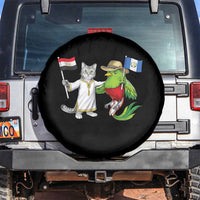 Egypt and Guatemala Friendship Heritage Pride Spare Tire Cover Cute Cat and Quetzal Holding Flag