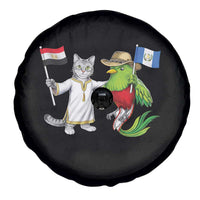 Egypt and Guatemala Friendship Heritage Pride Spare Tire Cover Cute Cat and Quetzal Holding Flag