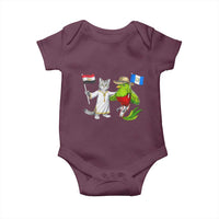 Egypt and Guatemala Friendship Heritage Pride Baby Onesie Cute Cat and Quetzal Holding Flag