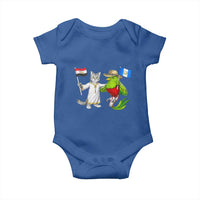 Egypt and Guatemala Friendship Heritage Pride Baby Onesie Cute Cat and Quetzal Holding Flag