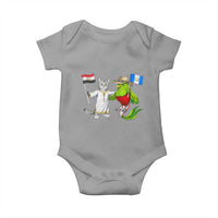 Egypt and Guatemala Friendship Heritage Pride Baby Onesie Cute Cat and Quetzal Holding Flag