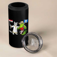 Egypt and Guatemala Friendship Heritage Pride 4 in 1 Can Cooler Tumbler Cute Cat and Quetzal Holding Flag