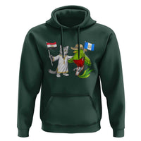 Egypt and Guatemala Friendship Heritage Pride Hoodie Cute Cat and Quetzal Holding Flag