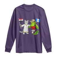 Egypt and Guatemala Friendship Heritage Pride Long Sleeve Shirt Cute Cat and Quetzal Holding Flag
