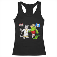 Egypt and Guatemala Friendship Heritage Pride Racerback Tank Top Cute Cat and Quetzal Holding Flag