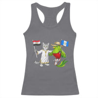Egypt and Guatemala Friendship Heritage Pride Racerback Tank Top Cute Cat and Quetzal Holding Flag