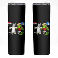 Egypt and Guatemala Friendship Heritage Pride Skinny Tumbler Cute Cat and Quetzal Holding Flag