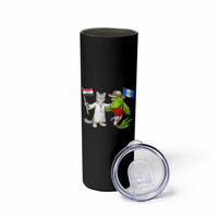 Egypt and Guatemala Friendship Heritage Pride Skinny Tumbler Cute Cat and Quetzal Holding Flag