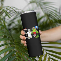 Egypt and Guatemala Friendship Heritage Pride Skinny Tumbler Cute Cat and Quetzal Holding Flag