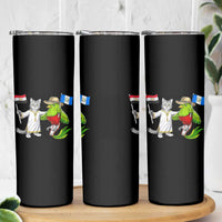 Egypt and Guatemala Friendship Heritage Pride Skinny Tumbler Cute Cat and Quetzal Holding Flag