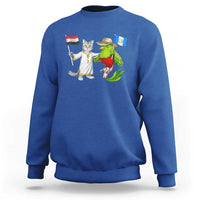 Egypt and Guatemala Friendship Heritage Pride Sweatshirt Cute Cat and Quetzal Holding Flag