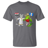 Egypt and Guatemala Friendship Heritage Pride T Shirt Cute Cat and Quetzal Holding Flag