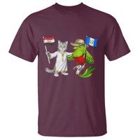Egypt and Guatemala Friendship Heritage Pride T Shirt Cute Cat and Quetzal Holding Flag
