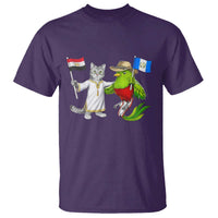 Egypt and Guatemala Friendship Heritage Pride T Shirt Cute Cat and Quetzal Holding Flag