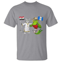 Egypt and Guatemala Friendship Heritage Pride T Shirt Cute Cat and Quetzal Holding Flag