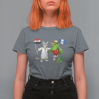 Egypt and Guatemala Friendship Heritage Pride T Shirt For Women Cute Cat and Quetzal Holding Flag