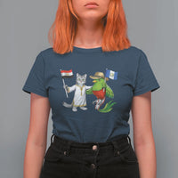 Egypt and Guatemala Friendship Heritage Pride T Shirt For Women Cute Cat and Quetzal Holding Flag