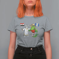 Egypt and Guatemala Friendship Heritage Pride T Shirt For Women Cute Cat and Quetzal Holding Flag