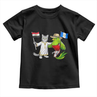 Egypt and Guatemala Friendship Heritage Pride Toddler T Shirt Cute Cat and Quetzal Holding Flag