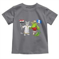 Egypt and Guatemala Friendship Heritage Pride Toddler T Shirt Cute Cat and Quetzal Holding Flag