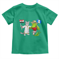 Egypt and Guatemala Friendship Heritage Pride Toddler T Shirt Cute Cat and Quetzal Holding Flag